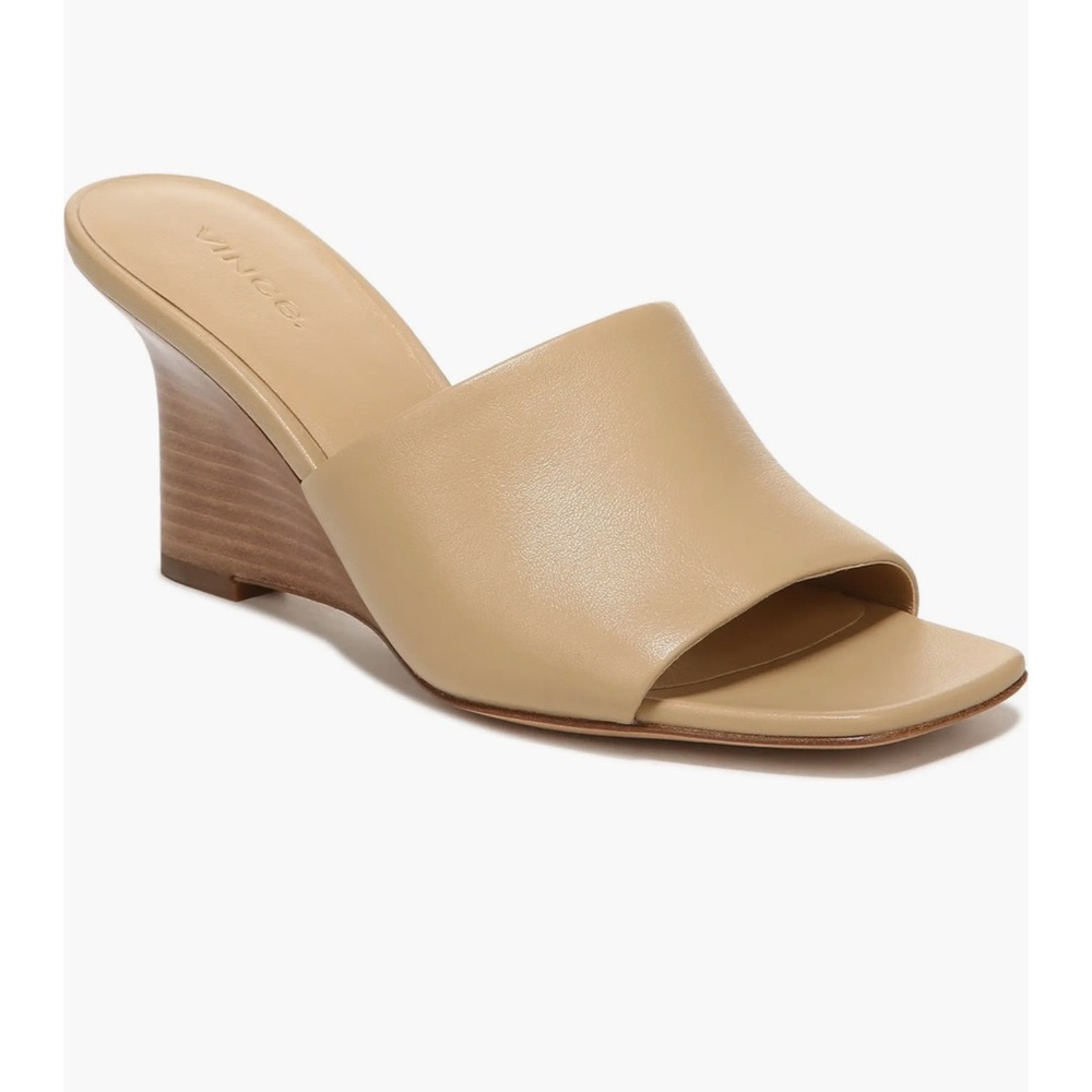 Vince Women’s Pia Leather Wedge Sandal In Blonde Size 7